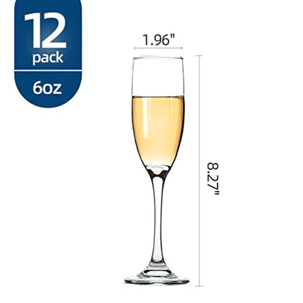 UMI UMIZILI Premium Classic Stemmed Champagne Flutes Glasses, Set of 12, (6 Oz, Crystal Clear) Online