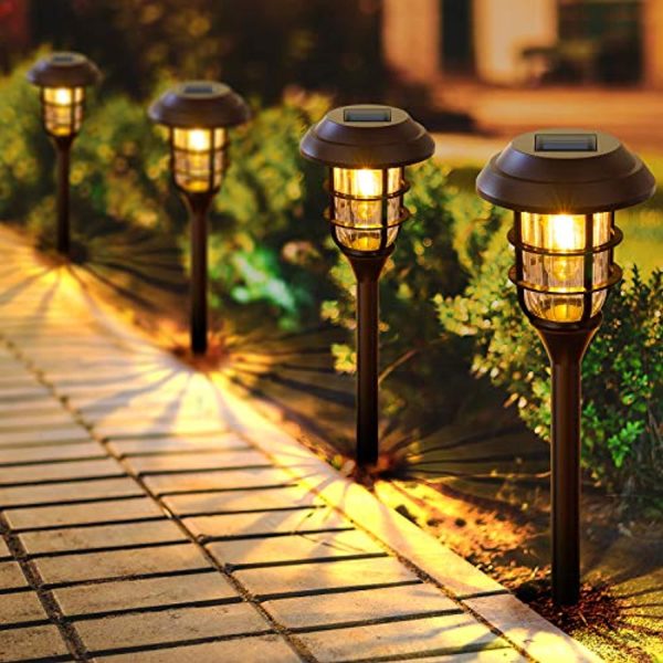 LETMY Solar Pathway Lights Outdoor, 8 Pack Bright Solar Lights Outdoor, IP65 Waterproof Auto On Off Solar Garden Lights Solar Powered Landscape Lighting for Yard Patio Walkway Driveway Pathway Fashion