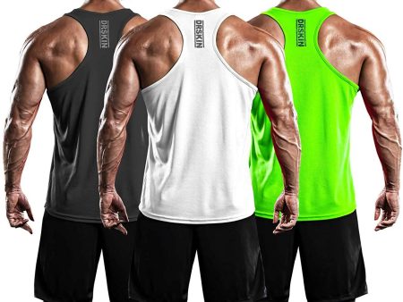 DRSKIN Men s 2~3 Pack Dry Fit Y-Back Gym Muscle Tank Mesh Sleeveless Top Fitness Training Cool Dry Athletic Workout For Cheap