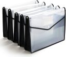 FANWU Plastic File Folder Poly Envelope Expanding File Wallet Document Folder with Snap Button Closure, Legal Size, 5 Pack Large Waterproof Accordion File Pouch (Transparent&Black) Discount