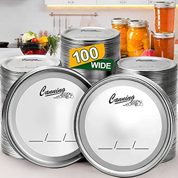 Netany 100-Count, [WIDE Mouth] Canning Lids for Ball, Kerr Jars - Split-Type Metal Mason Jar Lids for Canning Online now