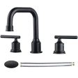 WOWOW Two Handles Widespread 8 inch Bathroom Faucet Black 3 Pieces Basin Faucets 360 Degree Swivel Spout Lavatory Sink Faucet Online now