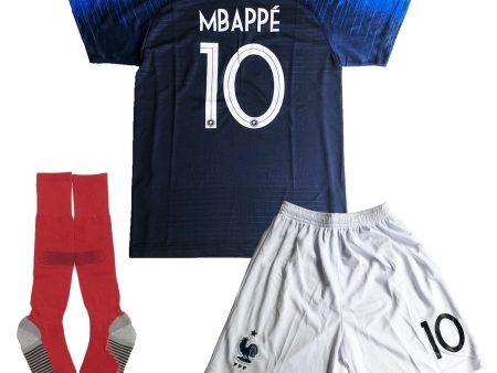 GLL SPORT New 2018#10 MBAPPE Home Kids Shirt Soccer Football Jersey Shorts Socks Youth Sports Kit Cheap