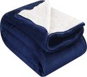 Utopia Bedding Sherpa Flannel Fleece Reversible Bed Blanket Extra Soft Brushed Microfiber (Queen, Navy) Supply