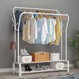 UDEAR Garment Rack Freestanding Hanger Double Rods Multi-functional Bedroom Clothing Rack, Double layer ，4 Hooks，White on Sale