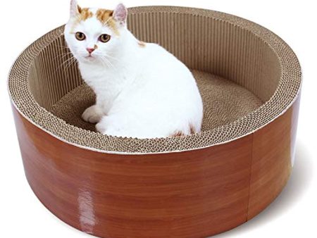 ScratchMe Cat Scratcher Post & Board, Round Cat Scratching Lounge Bed, Durable Pad prevents Furniture Damage, 17.32   x 17.32  x 6.11   Supply