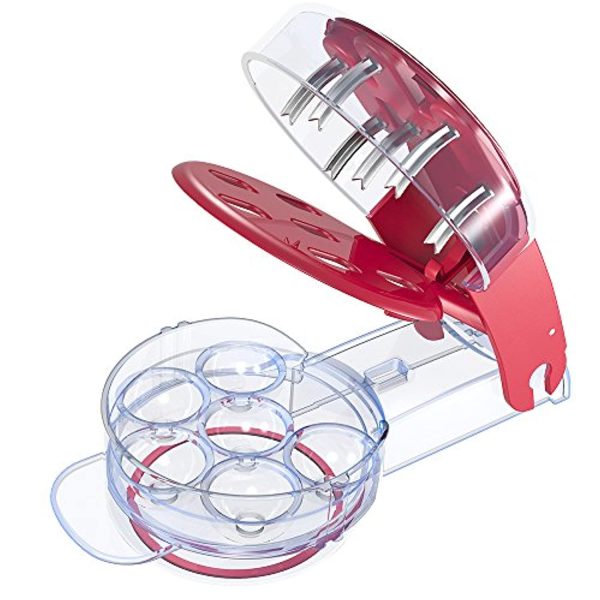 VersionTECH. Cherry Pitter, Stainless Steel Multiple Cherrystone Remover Tool Olive Tool Machine with Pits and Juice Container 6 Cherries Red Online