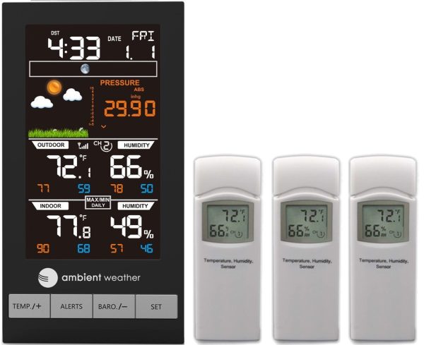 Ambient Weather WS-2801A Advanced Wireless Color Forecast Station with Temperature, Humidity and Barometer Fashion