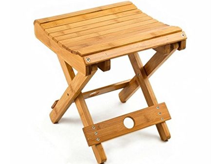 URFORESTIC 100% Natural Bamboo Folding Stool for Shaving Shower Foot Rest 12 ,Fully Assembled Online now