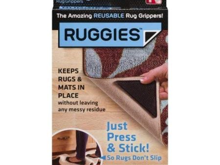 Ruggies As Seen On TV Rug Gripper Stopper Rug Pad Ruggy Washable Carpet Pad Floor Gripper Suction Grip Stopper Corner Carpet Holder include 8 adhesive sticker + 8 Rug Pad Online Hot Sale