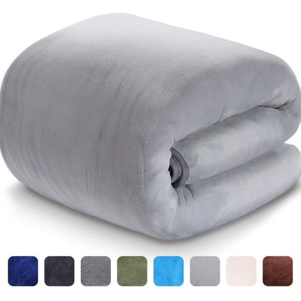 LEISURE TOWN Soft Blanket Queen Size All Season Fleece Blankets Lightweight Warm, Luxury Cozy Plush Throw Blanket for Sofa Bed Couch, 90 by 90 Inches, Dark Grey Fashion