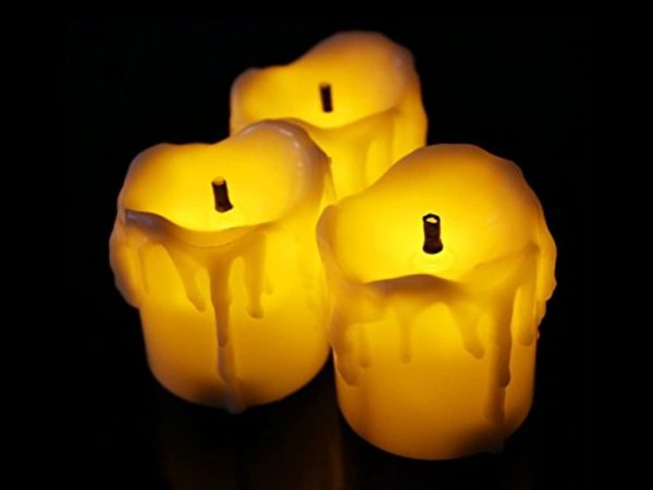 WAYNEWON LED Flameless Votive Candles, Realistic Look of Melted Wax, Warm Amber Flickering Light - Battery Operated Candles for Wedding, Valentine s Day, Christmas, Halloween Decorations (12-Pack) Discount