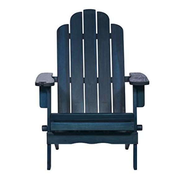 WestinTrends Sullivan Classic Solid Acacia Wood Outdoor Folding Adirondack Chair, 38 Inch, Navy Blue Wash Supply