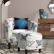 BELLEZE Upholstered Modern Barrel Accent Tub Chair with Ottoman Foot Rest Living Room, Beige Floral Online now