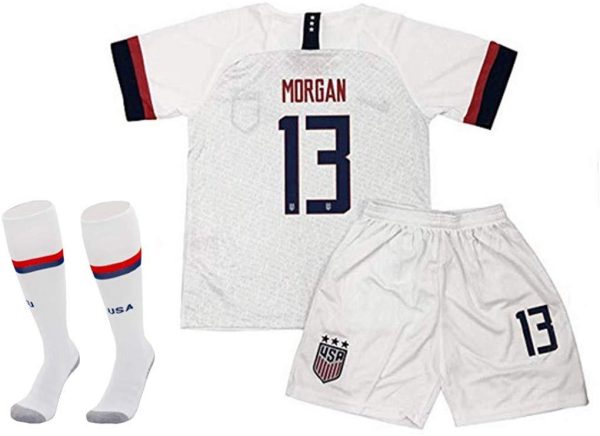 ALLSYY Alex Morgan #13 USA National Team 2019 2020 Season Kids Youth Sport T-Shirt & Shorts & Socks Online now