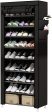 UDEAR 9 Tier Shoe Rack with Dustproof Cover Shoe Shelf Storage Organizer Black Supply