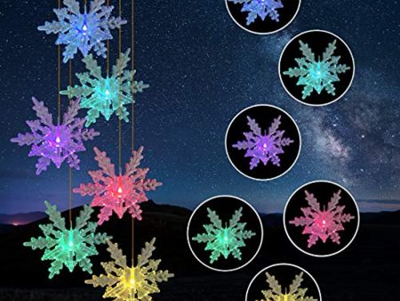 Vinkki Solar Wind Chime LED Snowflake Light Waterproof Color Changing Garden Lamp Wind Mobile Outdoor Garden Decoration Hanging Lamp for Garden Party Patio Christmas Decoration Gifts for Mom Hot on Sale