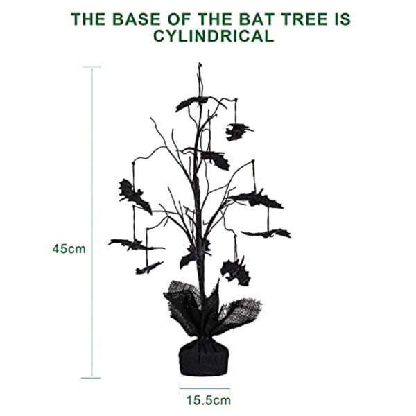 Poptrend  Halloween Black Spooky Tree Glittered with 10 Pcs Bat Decorations for Halloween Decoration Indoor Decoration For Sale