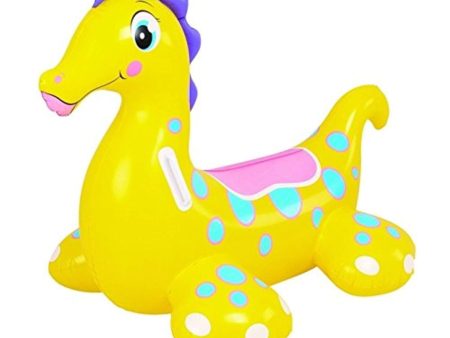 BESTChoiceForYou 44  Yellow and Blue Sea Horse Rider Inflatable Swimming Pool Float Toy with Handles Floaties Pool Float Raft Friendly Toy Floater Outside Activity Float Online now