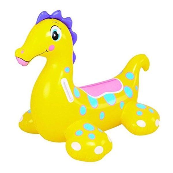 BESTChoiceForYou 44  Yellow and Blue Sea Horse Rider Inflatable Swimming Pool Float Toy with Handles Floaties Pool Float Raft Friendly Toy Floater Outside Activity Float Online now