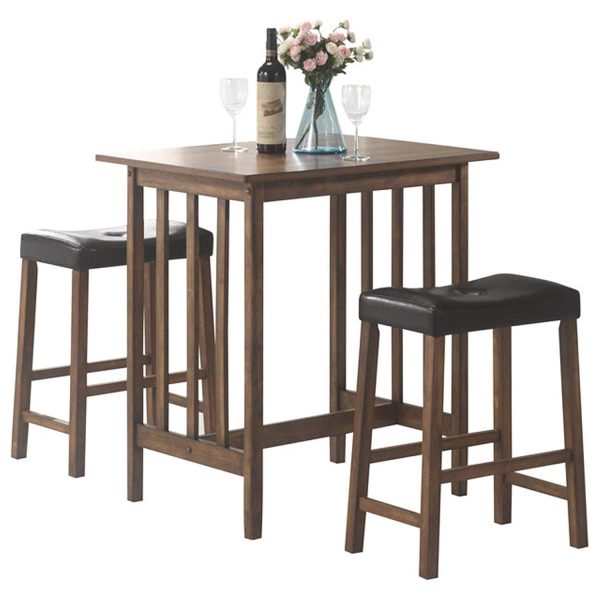 Svitlife Mid Century Design 3-piece Counter Height Pub Set Pub Set Height Bar Counter Piece Table Natural Dining Zew Handcrafted Stools Online Sale