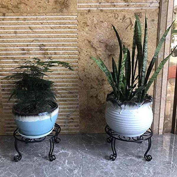 Uuuda 2 Pack Plant Stand 6IN Tall Indoor Outdoor for Flower Pot Metal Garden Container Round Supports Rack,11.8 Inches Black Cheap