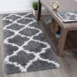 Ottomanson Flokati Trellis Design Shag Runner Rug, 2  x 5 , Dark Gray Supply