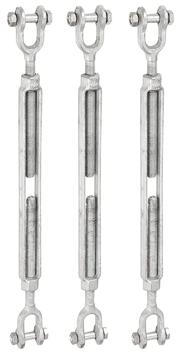 BLIKA   93900296 Hot Dipped Drop Forged Galvanized Steel Jaw and Jaw Turnbuckle, 3500 lbs Working Load Limit, 5 8  Threaded Diameter x 12  Take Up, 21-1 2  Length Sale