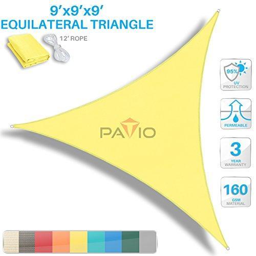 Patio Paradise 20  x 20  x 20  Beige Sun Shade Sail Triangle Canopy, 180 GSM Permeable Canopy Pergolas Top Cover, Permeable UV Block Fabric Durable Outdoor, Customized Available Sale