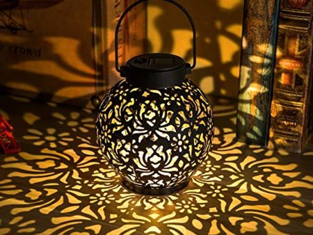 ExcMark 2 Pack Outdoor Solar Hanging Lantern Lights Metal LED Decorative Light for Garden Patio Courtyard Lawn and Tabletop with Hollowed-Out Design. 2 Color Options Black and Bronze. Hot on Sale