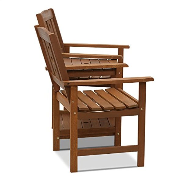 WestinTrends  FG17488 Tioman Outdoor Hardwood Patio Furniture Jack and Jill Chair Set in Teak Oil, Natural on Sale