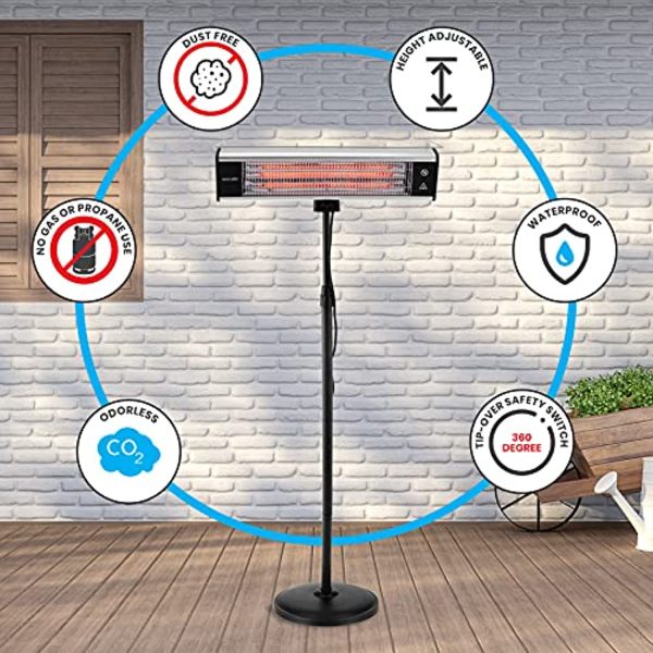 TRUSTECH Electric Outdoor Heater - Halogen Patio Heater, Waterproof Space For Sale