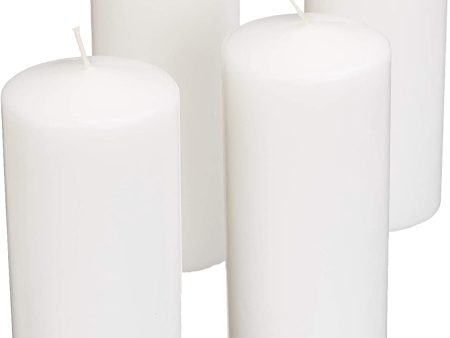 WAYNEWON4-Pack Unscented Pillar Candles - 68 Hour Burn Time - 2.8 x 6-Inches, White Sale