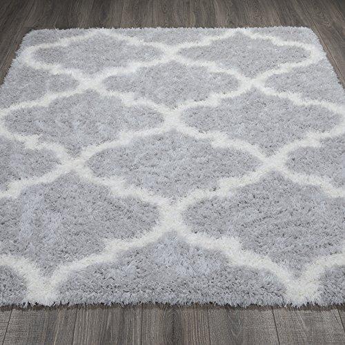 Ottomanson Flokati Trellis Design Shag Runner Rug, 2  x 5 , Dark Gray Supply