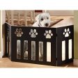 Pet Store Wooden Paw Decor Pet Gate (Black) Online Sale