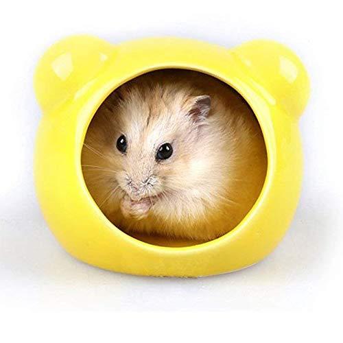 Small Pet Hideout Ceramic House Cute Adorable Cave Critter Hut Nest for Mini Animals Gerbils Chinchillas Hamster Mice Rat (Pink, L) Online now