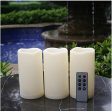 QIDEA Waterproof Outdoor Flameless LED Candles - with Remote and Timer Realistic Flickering Battery Operated Electric Plastic Resin Pillar Candles for Christmas Decoration 3-Pack 3”x6” Discount