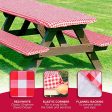 WOOWOW Fitted Picnic Table Tablecloth Cover with Picnic Bench Covers, Fitted Vinyl Tablecloth and Seat Covers, Tablecloth for Picnic Table, Camping Picnic Table Bench Elastic Covers,72X28 Inch,Red,3 Piece Supply