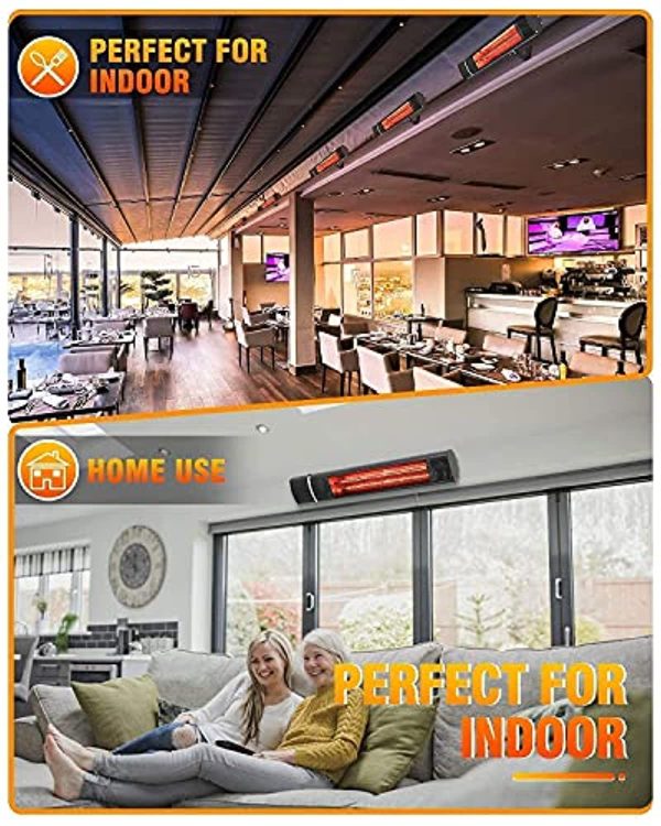 Sunday Living Electric Patio Heater, 1500W Outdoor Heater with 3 Power Settings, Infrared Heater with Remote Control, Overheat Protection, Super Quiet Wall Mounted Space Heater, In Outdoor, TW15R Cheap