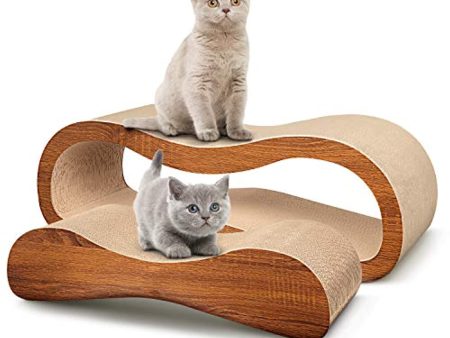 ScratchMe 2 in 1 Cat Scratcher Cardboard Lounge Bed, Cat Scratching Post with Catnip, Durable Board Pads Prevents Furniture Damage,Large Hot on Sale