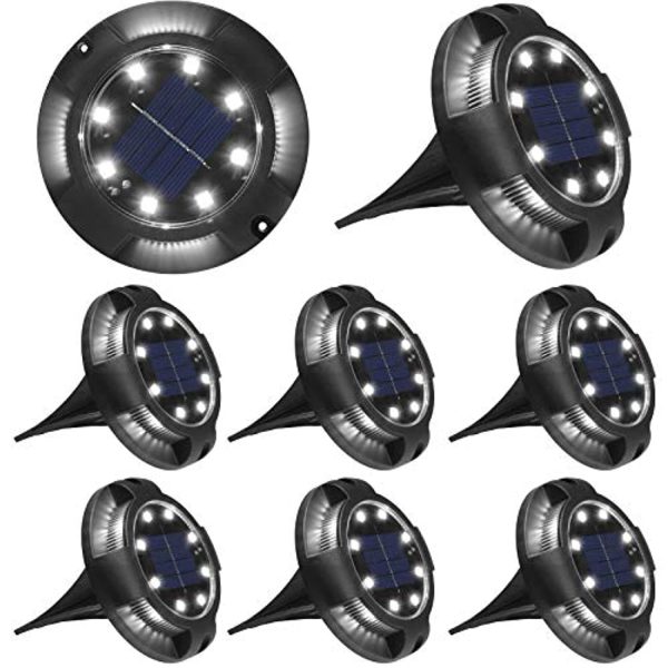 K.E.J. Solar Ground Light Outdoor Solar Disk Lights 8 Pack Garden Pathway Lights Waterproof Solar Walkway Lights for Yard Garden Lawn Pathway Patio Driveway Deck Multicolor For Discount