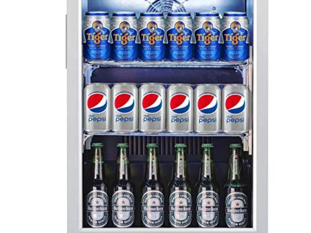 Weili Beverage Refrigerator and Cooler, 20 Inches Wide Beer Soda Fridge with Stainless Steel & Glass Door for Home Office Bar, Auto Defrost, Built-in Freestanding Supply