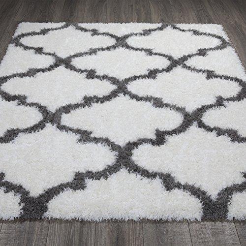 Ottomanson Flokati Trellis Design Shag Runner Rug, 2  x 5 , Dark Gray Supply