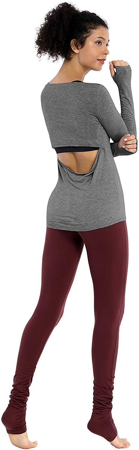 BUBBLELIME Workout Tops for Women Athletic Shirts Soft Modal Sexy Open Back Activewear Yoga Running Outdoor Sports Sale