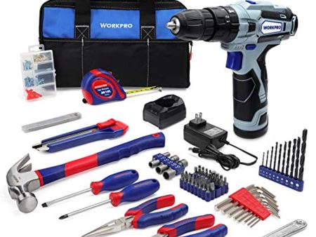 WORKPRO 12V Cordless Drill and Home Tool Kit, 177 Pieces Combo Kit with 14-inch Tool Bag Cheap