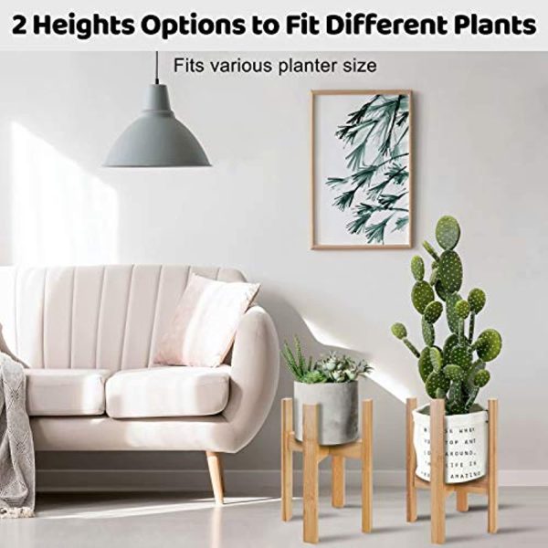 Uneedem Indoor Plant Stand - Adjustable Plant Stands for Indoor Plants, Bamboo Mid Century Modern Plant Holder, Fits Medium & Large Pots Sizes 8 9 10 11 12 inches (Pot Not Included) Supply