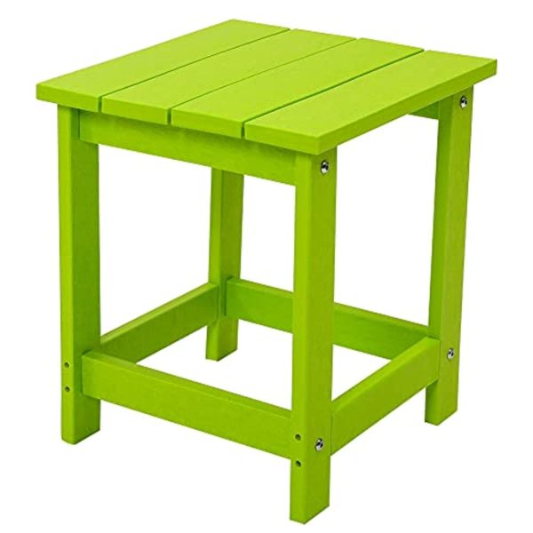 WestinTrends  Adirondack Square Outdoor Side Table, Poly Lumber End Tables for Patio, Backyard,Pool, Indoor Outdoor, Easy Maintenance & Weather Resistant (Lemon Green) Supply