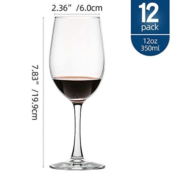 UMI UMIZILI 12 Ounce - Set of 12, Classic Durable Red White Wine Glasses for Party Supply