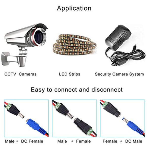 MUXYH 12 Pairs 12V Male & Female 2.1x5.5MM DC Power Jack Plug Adapter Connector for CCTV Security Camera Sale