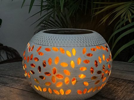 Pearlstar Table Solar Lights Outdoor Waterproof - Dancing Flickering Flame Lamp White Metal Tabletop Light Solar Powered Decorative Lighting Lantern for Desk Bedroom Patio Garden Pathway Yard (1 Pack) Online Sale